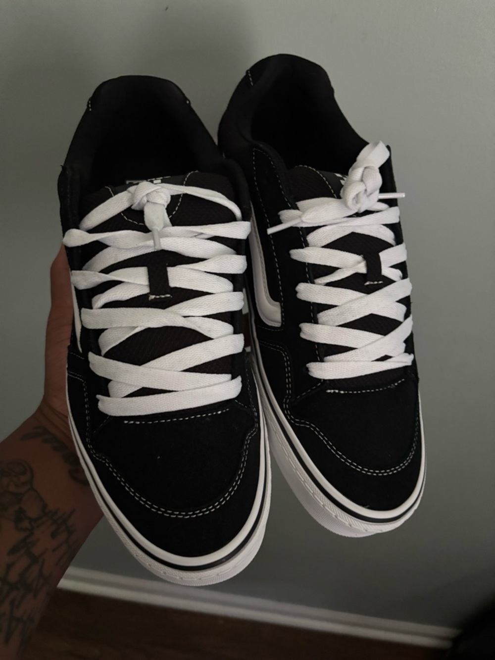 Vans Black and White Low-Top Skate Shoes